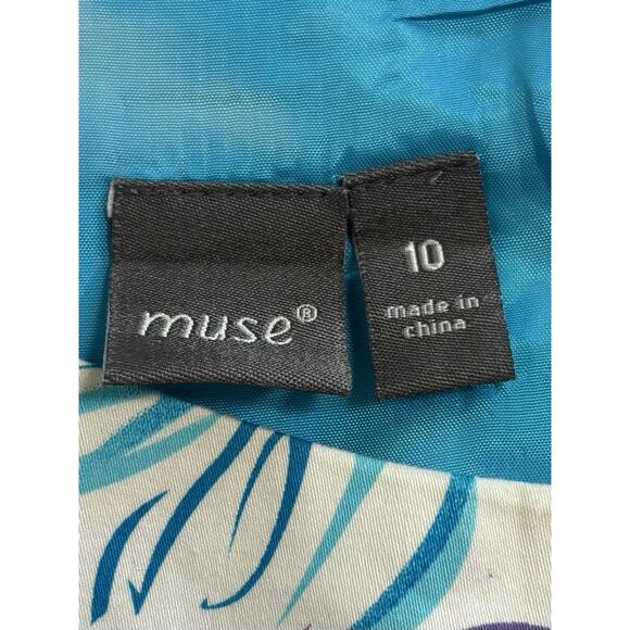 Muse Women’s Size 10 Sheath Dress Purple Floral Lined Belted Watercolor Artsy - Picture 7 of 11